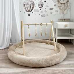 Teddy Plush Padded Play Mat White Warm - Ecru Beige Gray Mustard Graphite - thumbnail 1