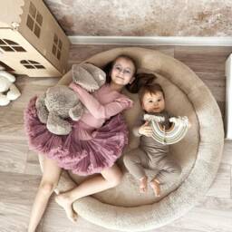 Teddy Plush Padded Play Mat White Warm - Ecru Beige Gray Mustard Graphite - thumbnail 2