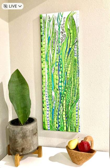Plant Print Art, Green Kelp, Abstract Painting, Framed Canvas Art Gallery, Contemporary Under The Sea, Nature Wall - image 1