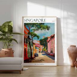Singapore Travel Poster Colorful City Street Art Print - thumbnail 2