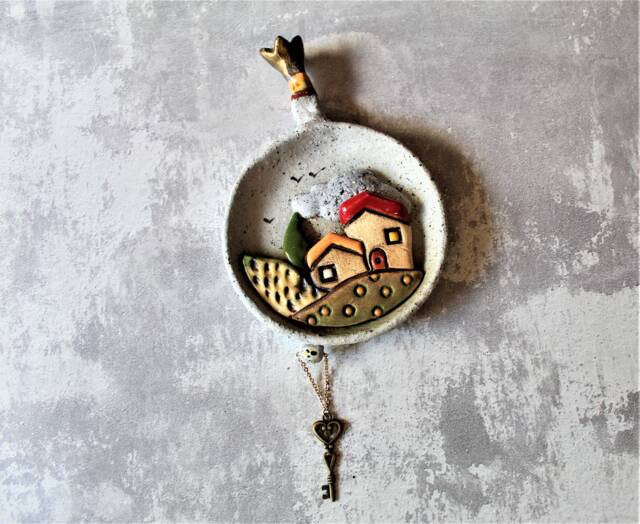 Ceramic Wall Decor For The Kitchen Or Living Room, Whimsical Pomegranate Wall Hanging, Fertility Blessing, Prosperity Blessing Home - image 1