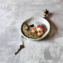 Ceramic Wall Decor For The Kitchen Or Living Room, Whimsical Pomegranate Wall Hanging, Fertility Blessing, Prosperity Blessing Home - thumbnail 3