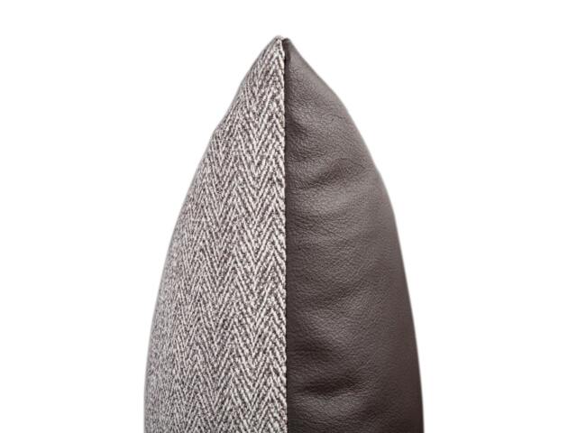 Textured Herringbone & Leather Pillow - image 1