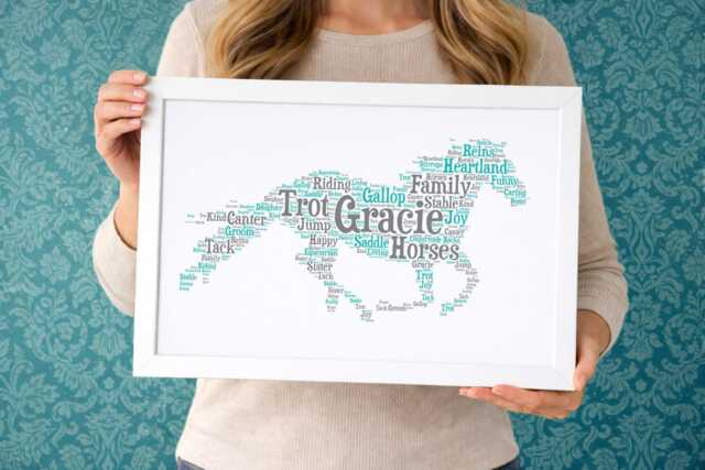 Personalized Horse Word Art Print - Custom Equestrian Gift For Daughter, Sister, Friend - image 1