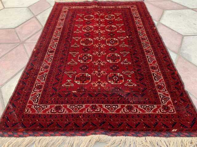 Vintage Waziri Rug 35-Year-Old Handmade Afghan Tribal Carpet - 3x5 Ft - image 1