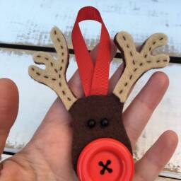 Reindeer Christmas Decoration, Traditional Stitched Felt Tree Ornament - thumbnail 4