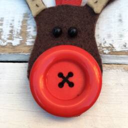 Reindeer Christmas Decoration, Traditional Stitched Felt Tree Ornament - thumbnail 3