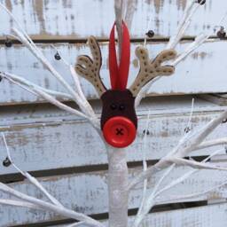 Reindeer Christmas Decoration, Traditional Stitched Felt Tree Ornament - thumbnail 2