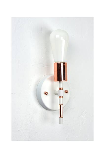 Rose Gold Detail Torch Wall Sconce - Single Lamp Small Vanity Lighting Bathroom Kitchen Restaurant Custom Colors - image 1