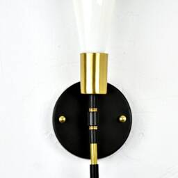 Rose Gold Detail Torch Wall Sconce - Single Lamp Small Vanity Lighting Bathroom Kitchen Restaurant Custom Colors - thumbnail 3