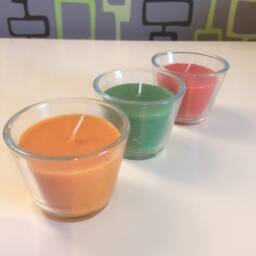 Teacup Candle, Modern Set Of 3 Clear Glass Votives, Crisp Clean Lines, Xmas Pud, Cedar & Orange Scents Ideal Christmas Or Birthday Gift - thumbnail 2