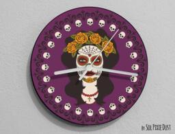 Calavera Sugar Skull - Day Of The Dead -Dia De Los Muertos Wall Clock