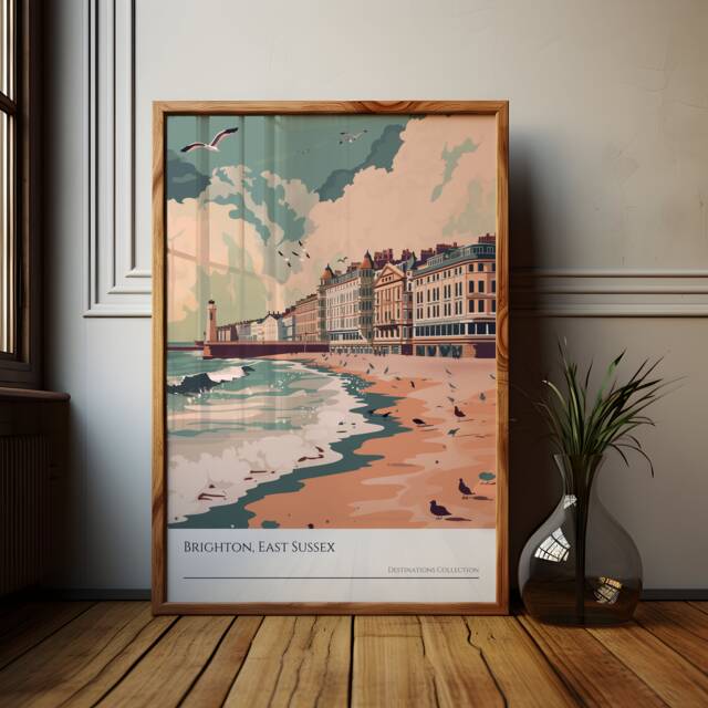 Brighton Beach Poster East Sussex Coastal Wall Art - image 1