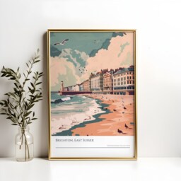 Brighton Beach Poster East Sussex Coastal Wall Art - thumbnail 2