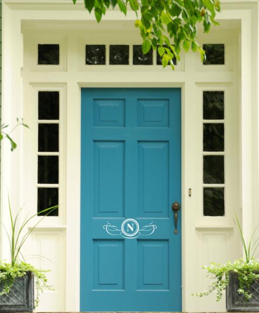 Modern Swirl Monogram Door Sign - Wall Decal Custom Vinyl Art Stickers - image 1