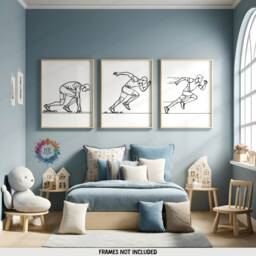 Minimal Athletics Print Set - Of 3 Runner Posters - Sprinter Art Painting Decoration Decor Running Wall Poster Gifts Run Gift - thumbnail 1