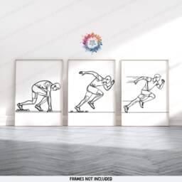 Minimal Athletics Print Set - Of 3 Runner Posters - Sprinter Art Painting Decoration Decor Running Wall Poster Gifts Run Gift - thumbnail 2