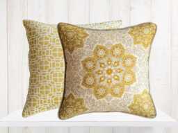Set Of Two Jaclyn Smith Gold Pillow Covers - Yellow Sun Print - thumbnail 1