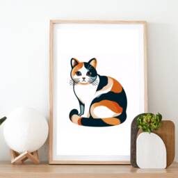Calico Cat Print Set - Of 3 Posters - Scandi Style Pet Present Picture Wall Art Home Decor Gift For Lover Birthday - thumbnail 2