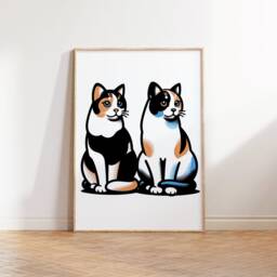 Calico Cat Print Set - Of 3 Posters - Scandi Style Pet Present Picture Wall Art Home Decor Gift For Lover Birthday - thumbnail 3