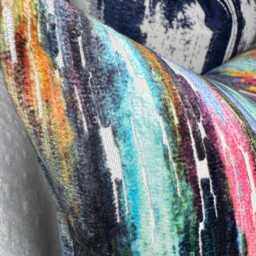 Multicoloured Velvet Lumbar Cushion Cover Clarke & Umbra Abstract Design Rectangle Size 12 X 20 - thumbnail 2