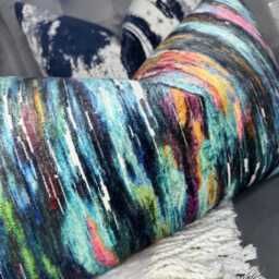 Multicoloured Velvet Lumbar Cushion Cover Clarke & Umbra Abstract Design Rectangle Size 12 X 20 - thumbnail 4