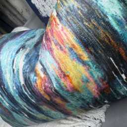 Multicoloured Velvet Lumbar Cushion Cover Clarke & Umbra Abstract Design Rectangle Size 12 X 20 - thumbnail 3