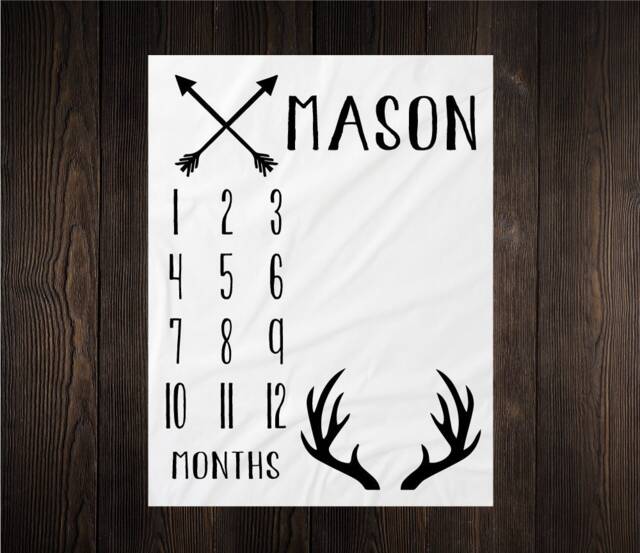 Baby Milestone Blanket Month Growth Tracker Fleece Shower Deer Newborn Gift Minky Boy Rustic Nursery - image 1