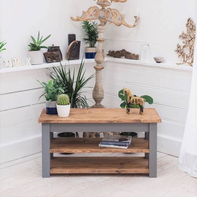 Attenborough Television Table - Rustic Tv Unit Reclaimed Television Stand Two Shelves Media Handmade Made in The UK - image 1