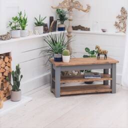 Attenborough Television Table - Rustic Tv Unit Reclaimed Television Stand Two Shelves Media Handmade Made in The UK - thumbnail 2