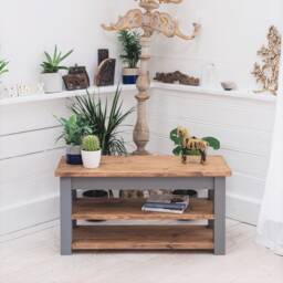 Attenborough Television Table - Rustic Tv Unit Reclaimed Television Stand Two Shelves Media Handmade Made in The UK - thumbnail 1