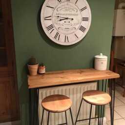 Rustic Console Table Solid Wood - Farmhouse Entryway Bench Handmade Dining Industrial Metal Leg Breakfast Bar - thumbnail 2