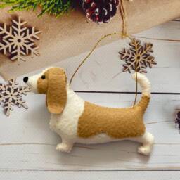 Basset Hound Christmas Ornament - Handmade Felt Dog Memorial Gift Holiday Keepsake For Pet Lovers - thumbnail 3