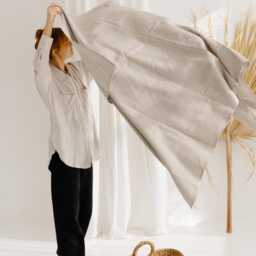 Large Linen Beach Towel. Luxury Lightweight, Quick Dry Oversized Waffle Sheet. Extra Large Summer Picnic Blanket, Bath Towel Set - thumbnail 3