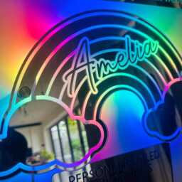 Personalised Rainbow Mirrored Acrylic Led Light/ Playroom Sign/ Bedroom Sign - thumbnail 2