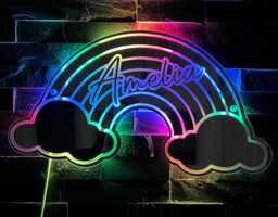 Personalised Rainbow Mirrored Acrylic Led Light/ Playroom Sign/ Bedroom Sign - thumbnail 1