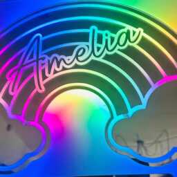 Personalised Rainbow Mirrored Acrylic Led Light/ Playroom Sign/ Bedroom Sign - thumbnail 3