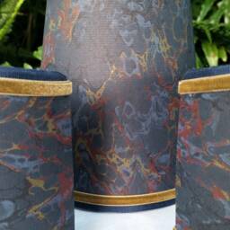 Set Of Three Marbled Paper Lampshades Navy Gold - thumbnail 3