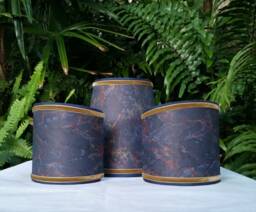 Set Of Three Marbled Paper Lampshades Navy Gold - thumbnail 1