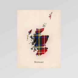 Clan Stewart Black Scottish Tartan Map - Of Scotland Family Wall Decor, Ready To Hang - thumbnail 2