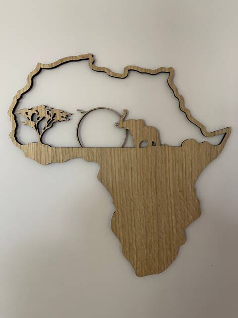Oak Veneer African Elephant Wall Art Safari Decor - image 1