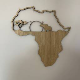 Oak Veneer African Elephant Wall Art Safari Decor - thumbnail 2