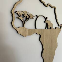 Oak Veneer African Elephant Wall Art Safari Decor - thumbnail 3