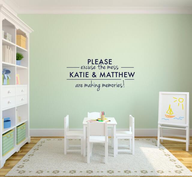 Excuse The Mess Personalized Custom Kids Room Typography Quote - Wall Decal Vinyl Art Stickers - image 1