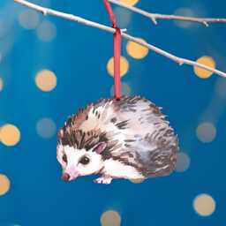 Hedgehog Christmas Tree Decoration, Birch Plywood Ornament, Animal Lover Gift, Festive Watercolour Art, Traditional Keepsake