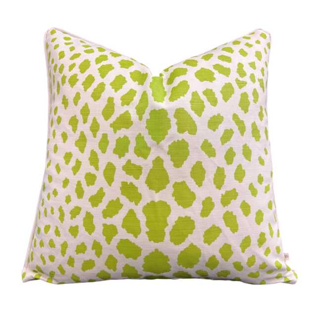 Luxury Designer Quadrille Cheetah Green Fabric Cushion Pillow Throw Cover - image 1