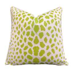 Luxury Designer Quadrille Cheetah Green Fabric Cushion Pillow Throw Cover - thumbnail 1