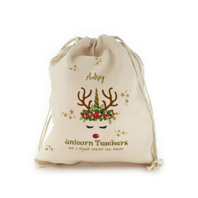 Personalized Unicorn Christmas Gift Sack, Drawstring Bag - image 1