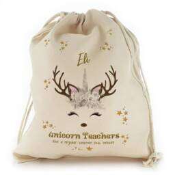 Personalized Unicorn Christmas Gift Sack, Drawstring Bag - thumbnail 3