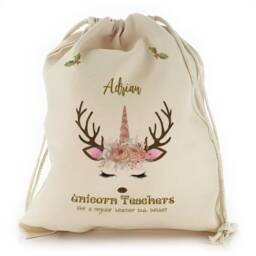 Personalized Unicorn Christmas Gift Sack, Drawstring Bag - thumbnail 2